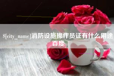 宜昌消防设施操作员证有什么用途百度