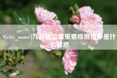 宜昌九宫格位置重要程度排序是什么意思